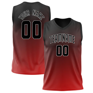 Custom Red Black Fade Basketball Jersey BS02240626HF202