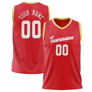 Custom Red White Solid Color Basketball Jersey BS02240626HF203