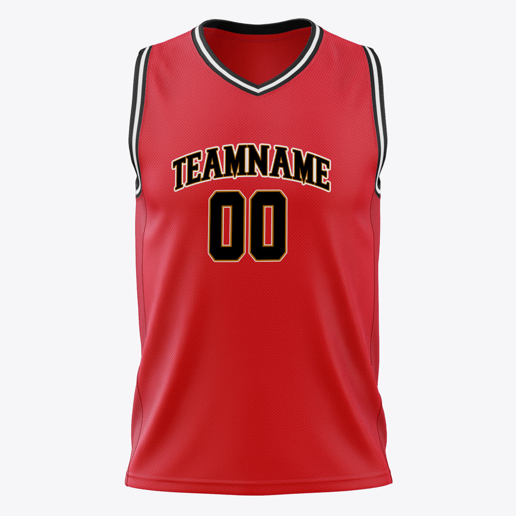 Custom Red Black Solid Color Basketball Jersey