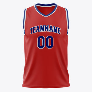 Custom Red Royal Solid Color Basketball Jersey