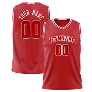Custom Red White Solid Color Basketball Jersey BS02240626HF207