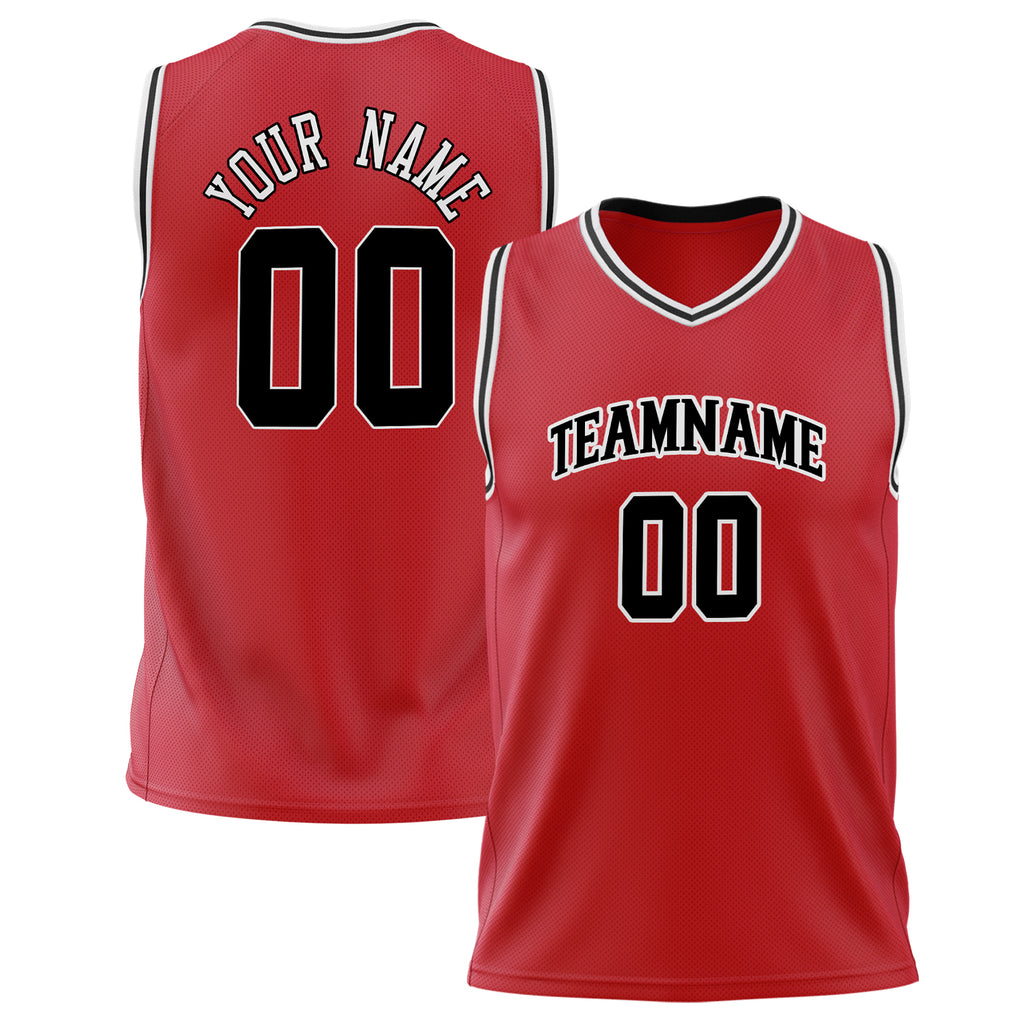 Custom Red Black Solid Color Basketball Jersey BS02240626HF210