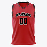 Custom Red Black Solid Color Basketball Jersey
