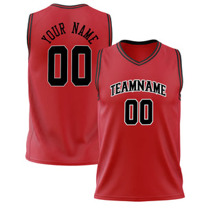 Custom Red Black Solid Color Basketball Jersey BS02240626HF211