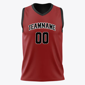 Custom Red Black Solid Color Basketball Jersey