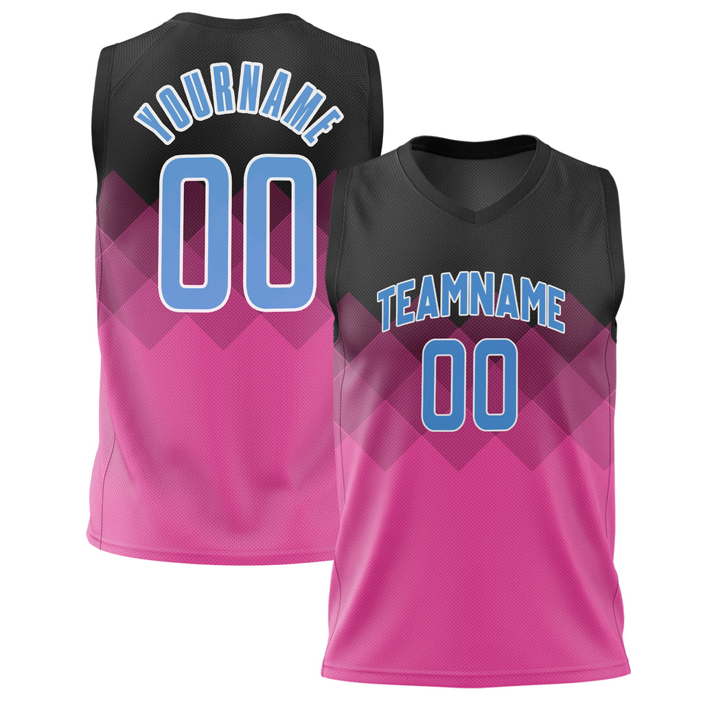 Custom Pink Black Fade Basketball Jersey BS02240626JX159