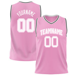Custom Pink White Solid Color Basketball Jersey BS02240626JX160