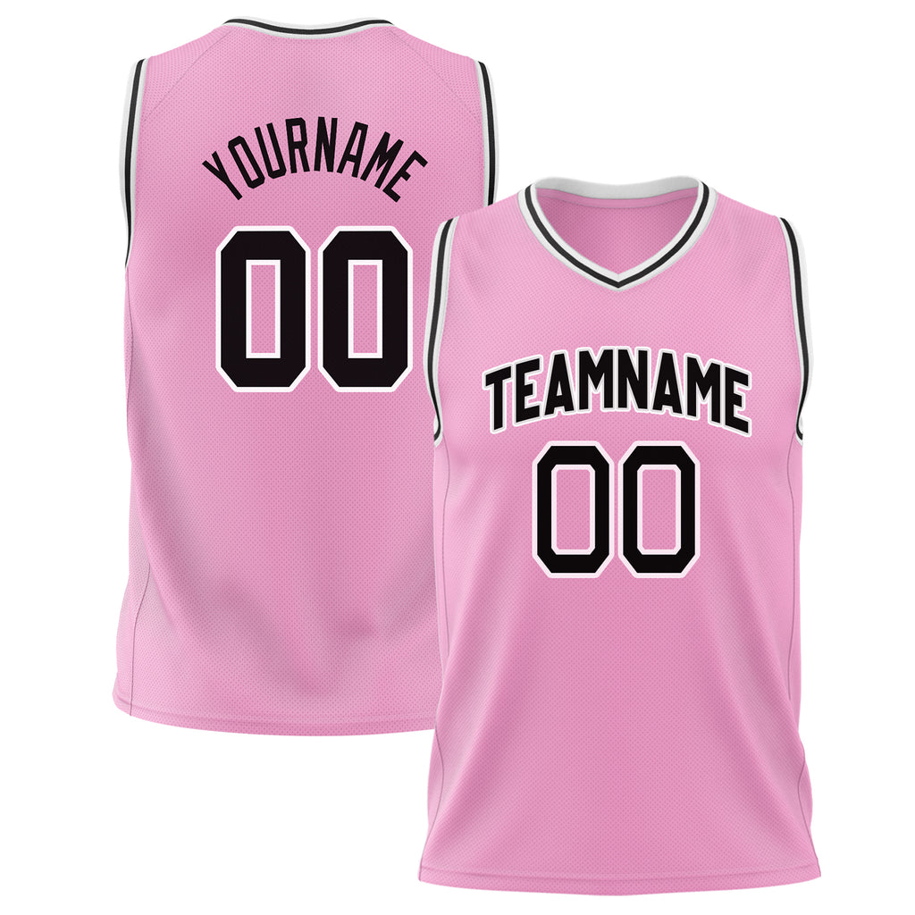 Custom Pink Black Solid Color Basketball Jersey BS02240626JX161