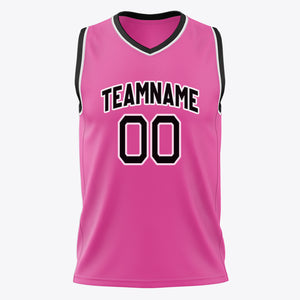Custom Pink Black Solid Color Basketball Jersey