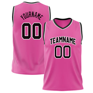 Custom Pink Black Solid Color Basketball Jersey BS02240626JX163