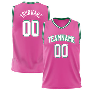 Custom Pink White Solid Color Basketball Jersey BS02240626JX167