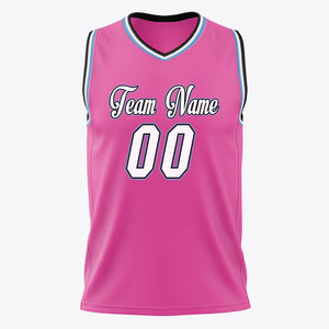 Custom Pink White Solid Color Basketball Jersey