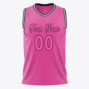 Custom Pink Black Solid Color Basketball Jersey