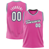 Custom Pink White Solid Color Basketball Jersey BS02240626JX173