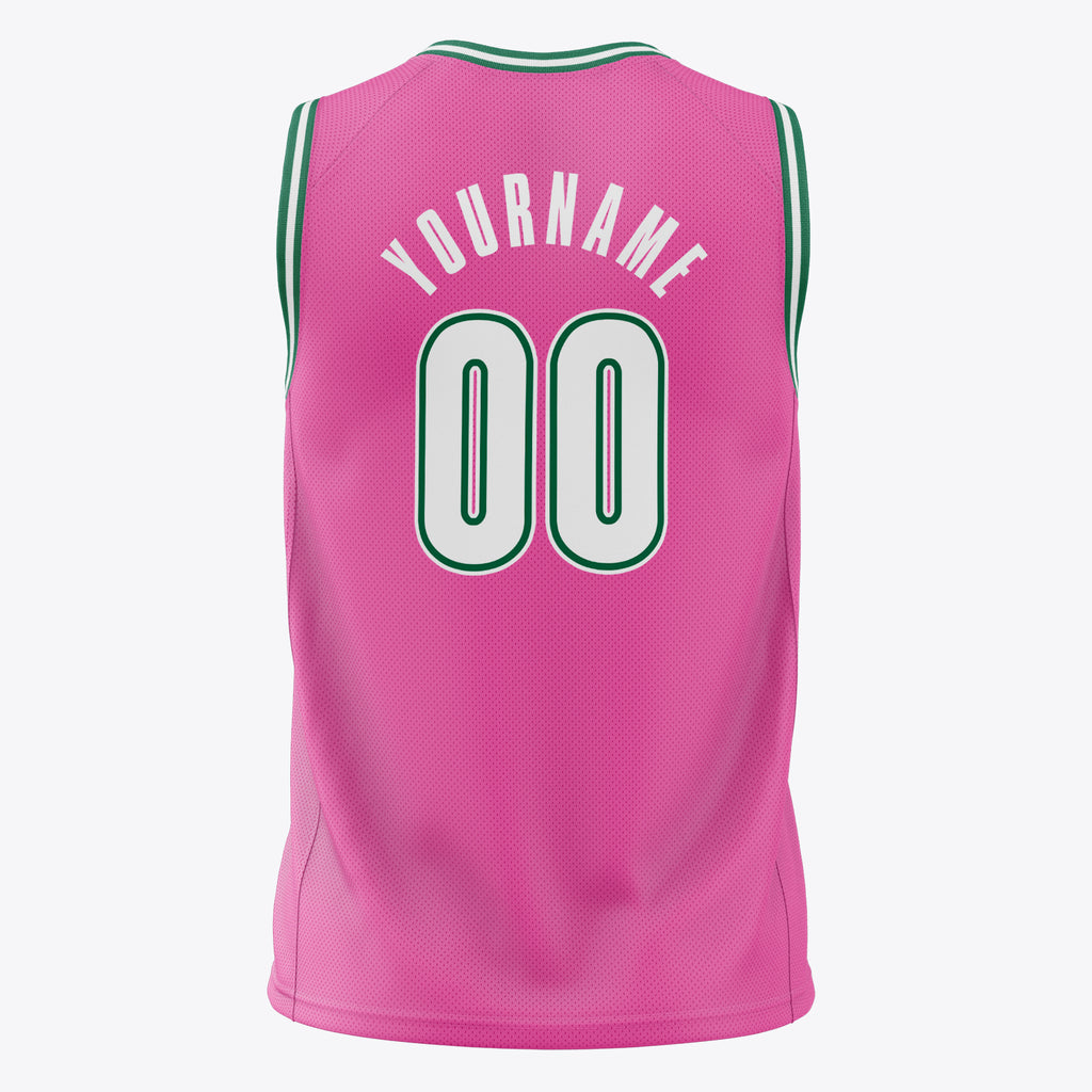 Custom Pink White Pinstripe Basketball Jersey