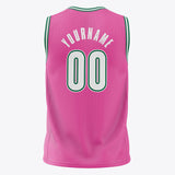 Custom Pink White Pinstripe Basketball Jersey