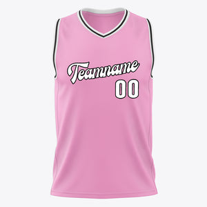 Custom Pink White Solid Color Basketball Jersey