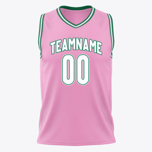 Custom Pink White Solid Color Basketball Jersey