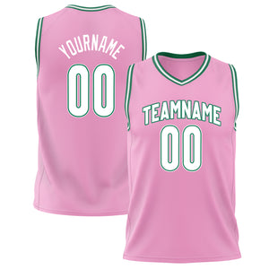 Custom Pink White Solid Color Basketball Jersey BS02240626JX177