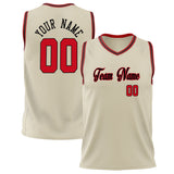 Custom Cream Red Solid Color Basketball Jersey