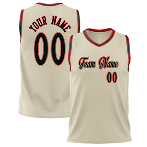 Custom Cream Black Solid Color Basketball Jersey BS02240626LJ048