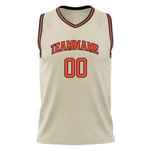 Custom Cream Orange Solid Color Basketball Jersey