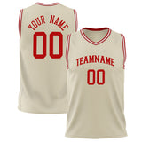 Custom Cream Red Solid Color Basketball Jersey