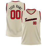 Custom Cream Red Solid Color Basketball Jersey