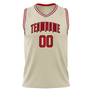 Custom Cream Red Solid Color Basketball Jersey