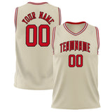Custom Cream Red Solid Color Basketball Jersey