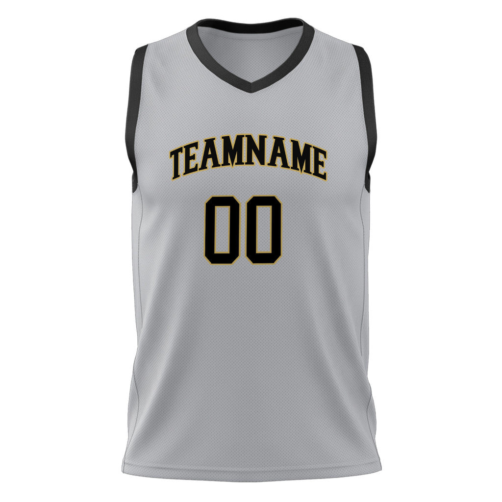 Custom Gray Black Solid Color Basketball Jersey