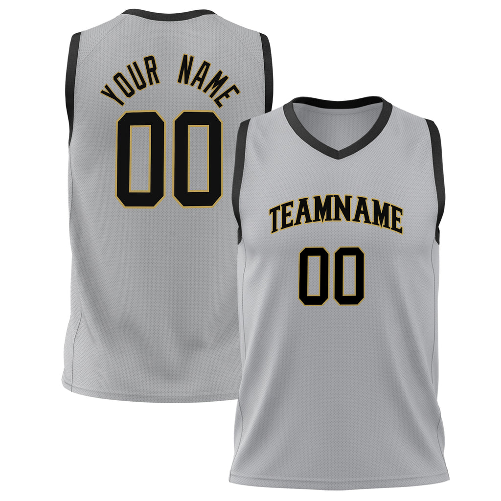 Custom Gray Black Solid Color Basketball Jersey BS02240626LJ084