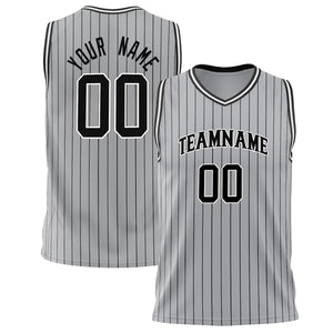 Custom Gray Black Pinstripe Basketball Jersey BS02240626LJ085