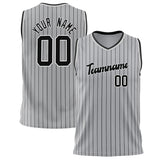 Custom Gray Black Pinstripe Basketball Jersey