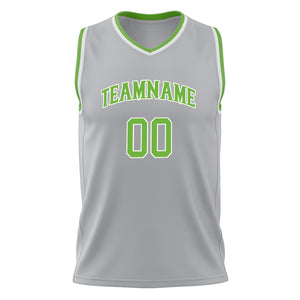 Custom Gray Neon Green Solid Color Basketball Jersey