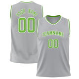 Custom Gray Neon Green Solid Color Basketball Jersey BS02240626LJ087