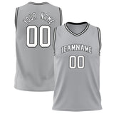 Custom Gray White Solid Color Basketball Jersey