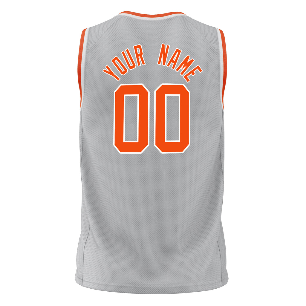 Custom Gray Orange Solid Color Basketball Jersey