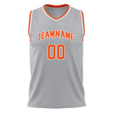 Custom Gray Orange Solid Color Basketball Jersey