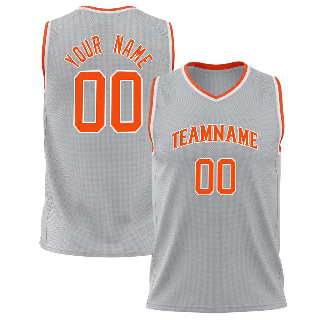 Custom Gray Orange Solid Color Basketball Jersey BS02240626LJ089