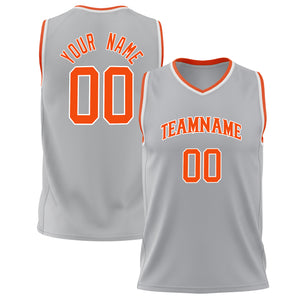 Custom Gray Orange Solid Color Basketball Jersey BS02240626LJ089
