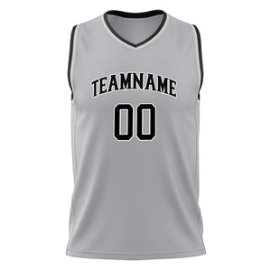 Custom Gray Black Solid Color Basketball Jersey
