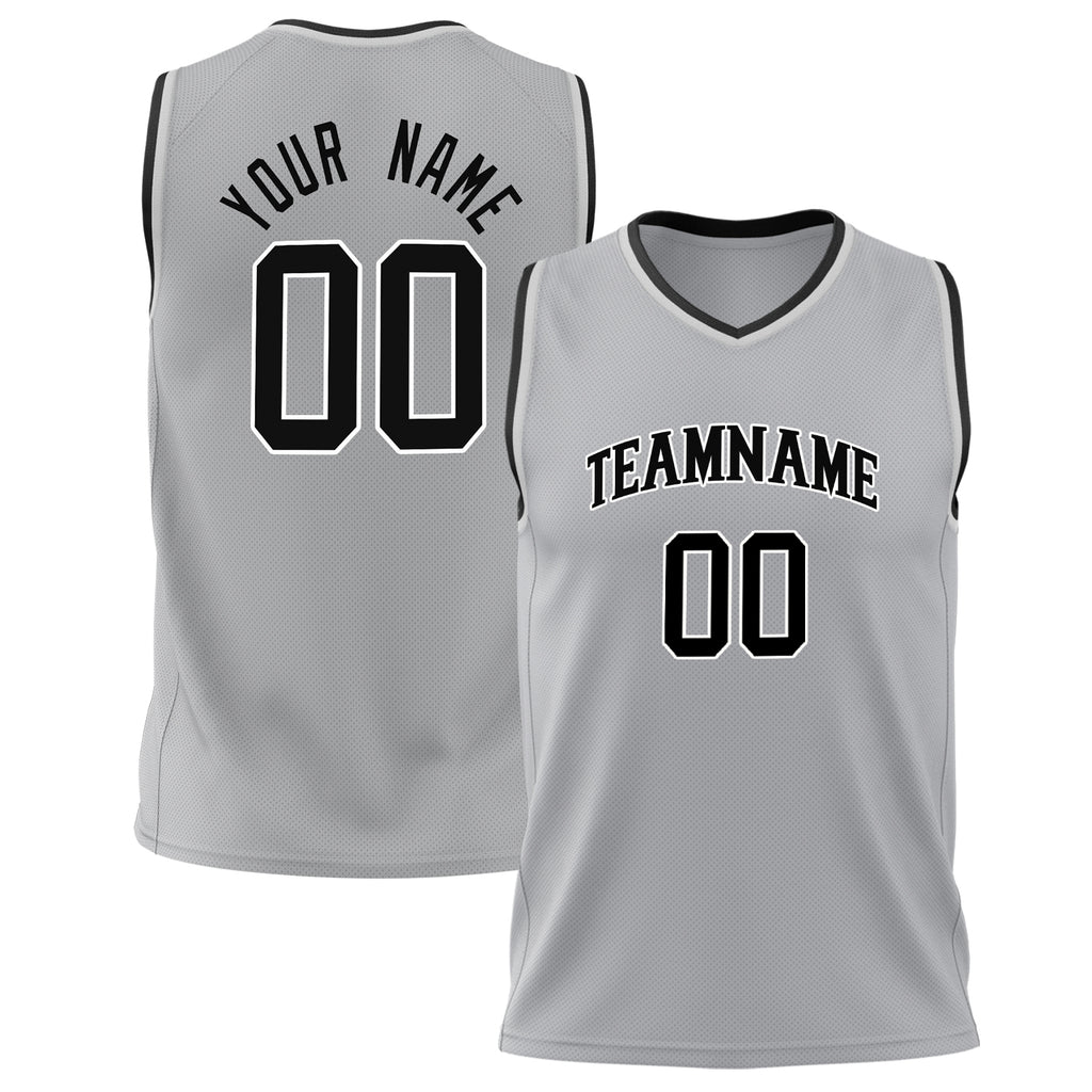 Custom Gray Black Solid Color Basketball Jersey BS02240626LJ093
