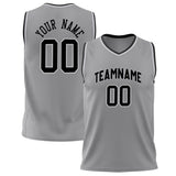 Custom Gray Black Solid Color Basketball Jersey