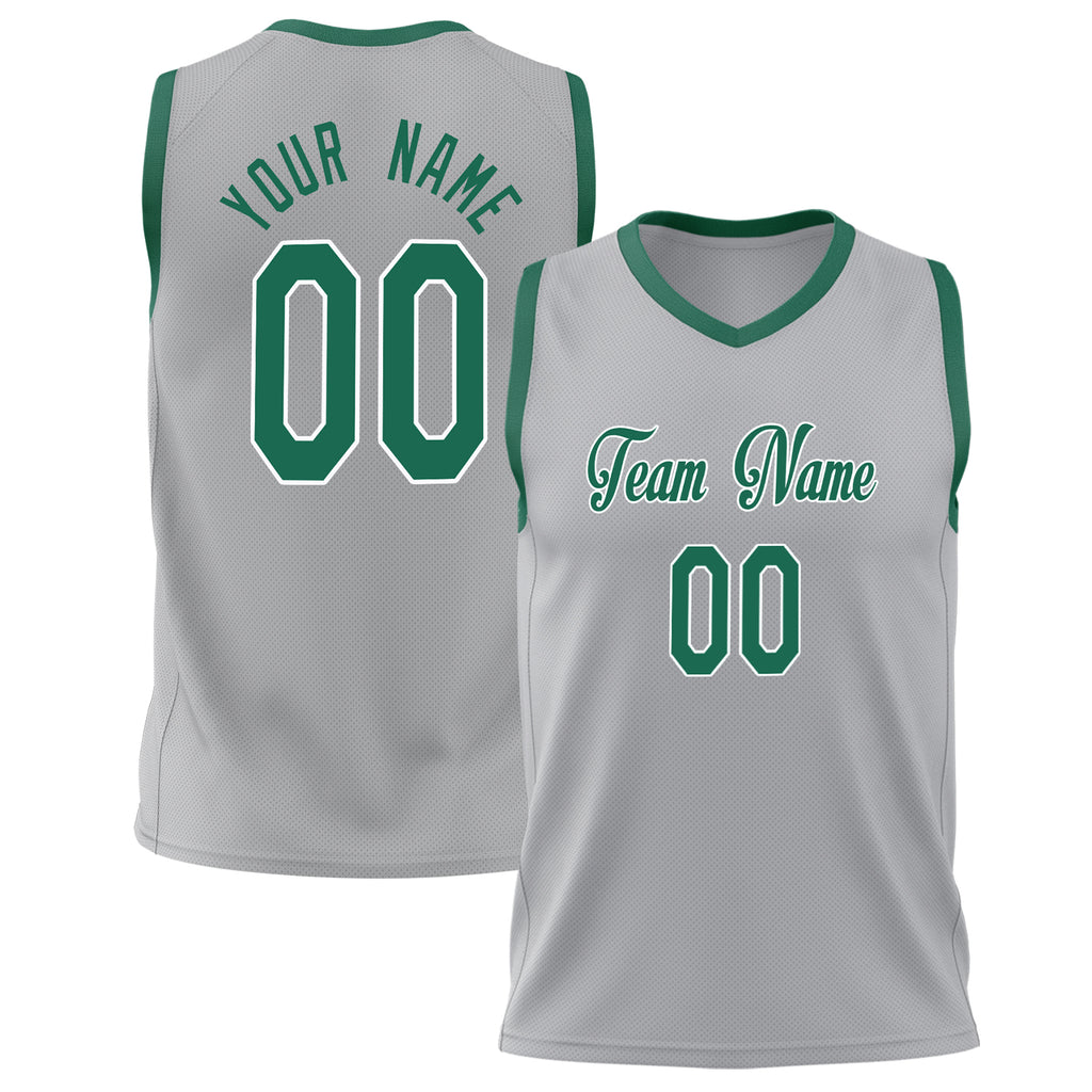 Custom Gray Teal Solid Color Basketball Jersey BS02240626LJ095