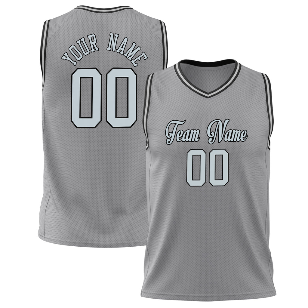 Custom Gray White Solid Color Basketball Jersey BS02240626LJ097