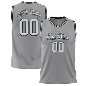 Custom Gray White Solid Color Basketball Jersey BS02240626LJ097