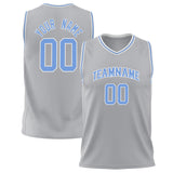 Custom Gray Light Blue Solid Color Basketball Jersey