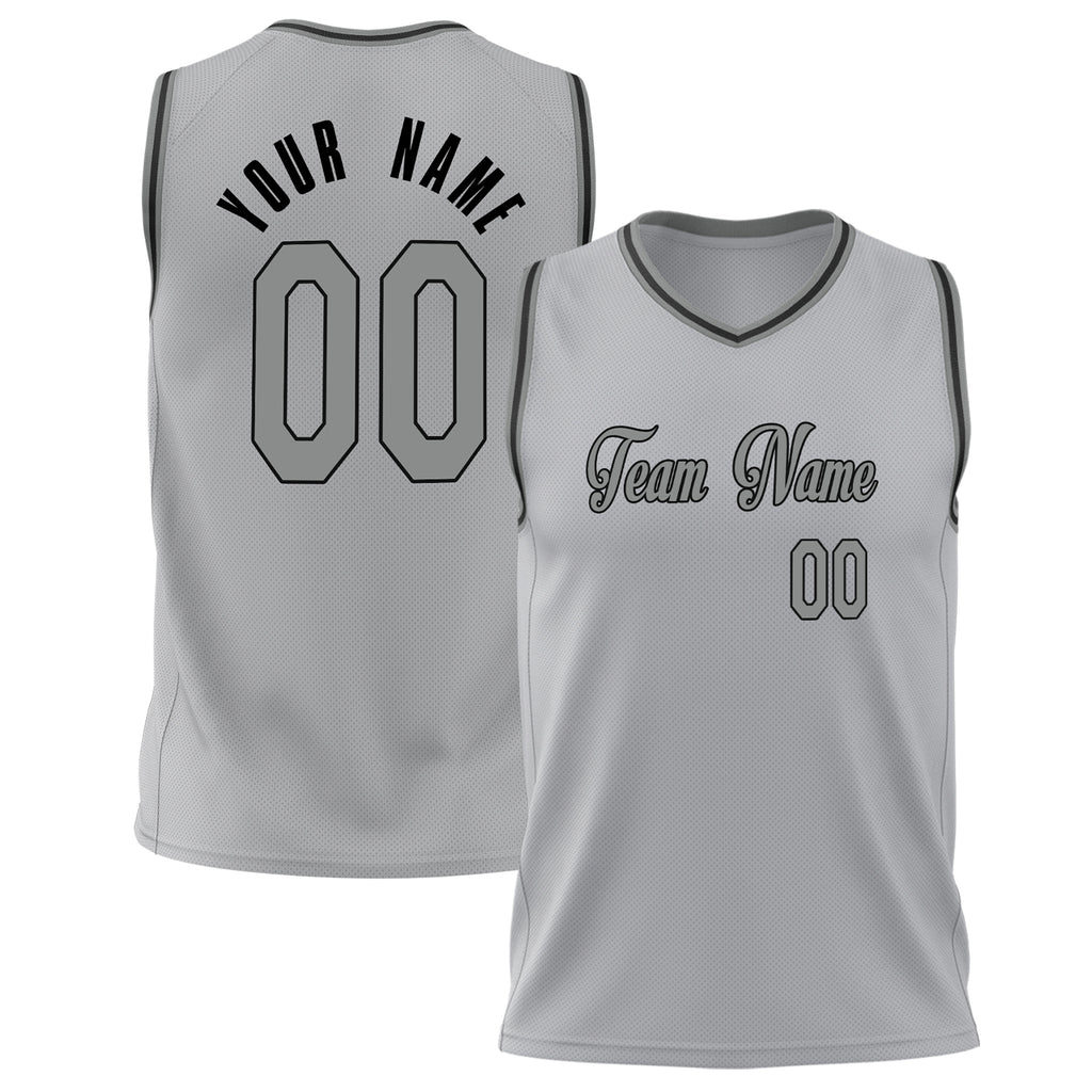 Custom Gray Black Solid Color Basketball Jersey BS02240626LJ101