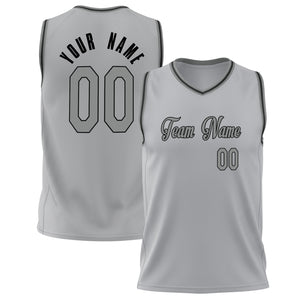Custom Gray Black Solid Color Basketball Jersey BS02240626LJ101